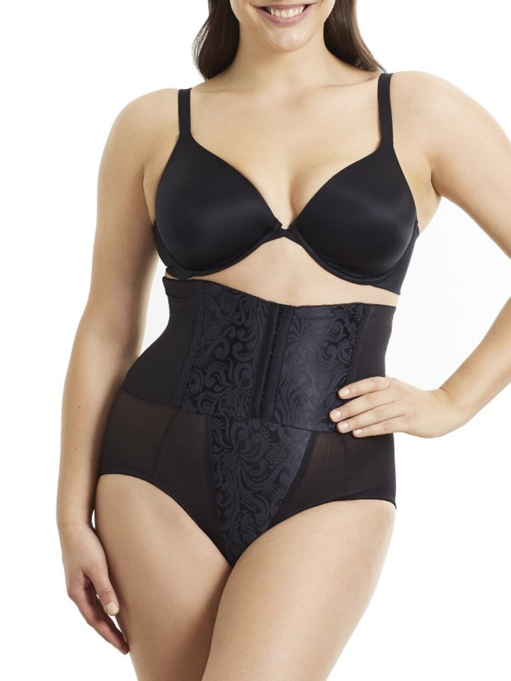 Cupid Intimates Waist-Cinching High-Waist Shaping Brief - Black
